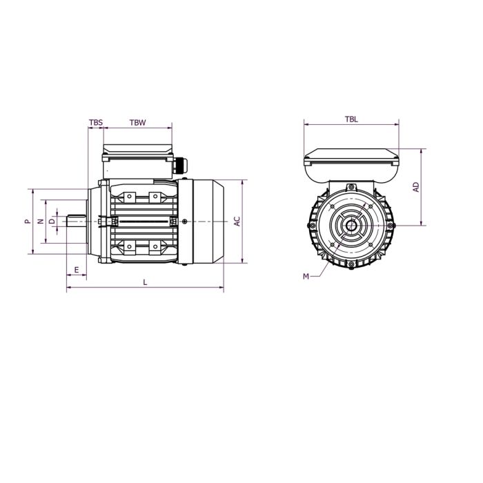 Moteur Monophasé 2.2kW 3000tr/min 230V B14 - MMP90L2 (23361412) – Image 2
