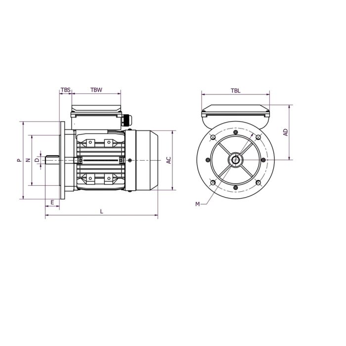 Moteur Monophasé 0.12kW 3000tr/min 230V B5 - MMP56G2 (23310311) Moteur Monophasé 0.12kW 3000tr/min 230V B5 - MMP56G2 (23310311)